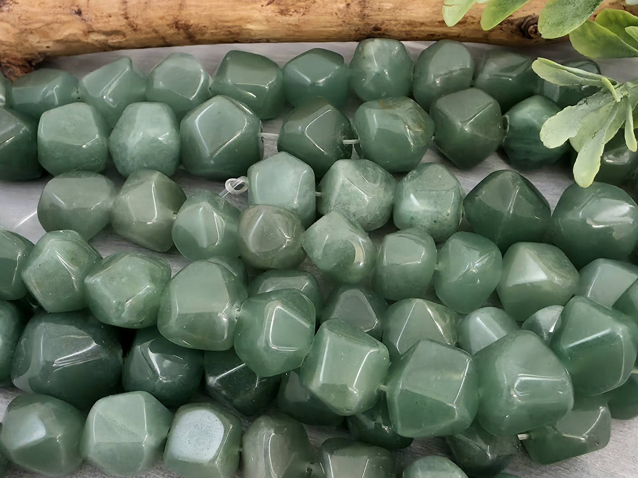 Aventurine - Irregular Chunky Faceted Gemstone - 10-14mm - 5" Str.