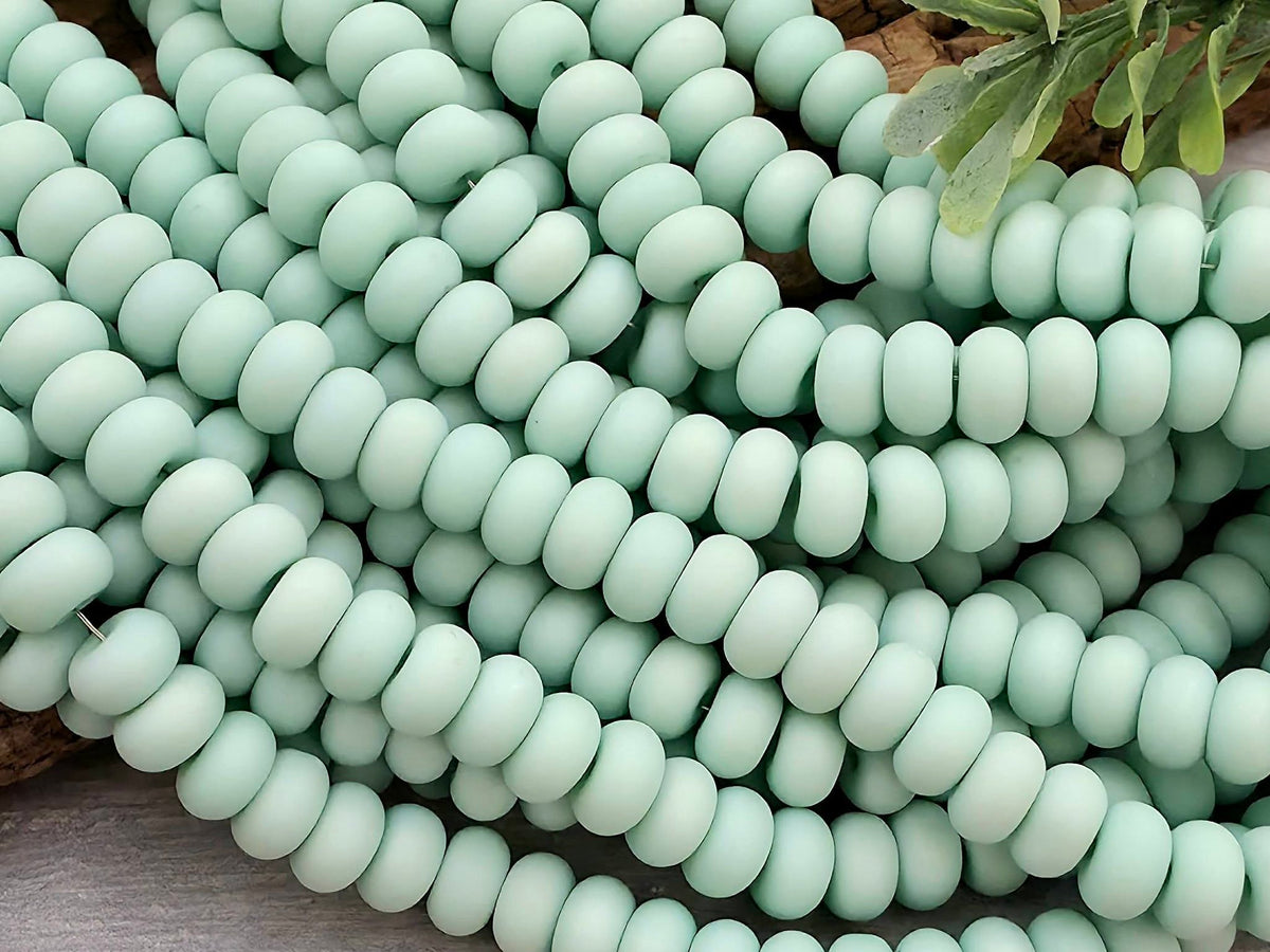 Matte Seafoam - Glass Disc Rondelles - 8x4mm - 15" Str.