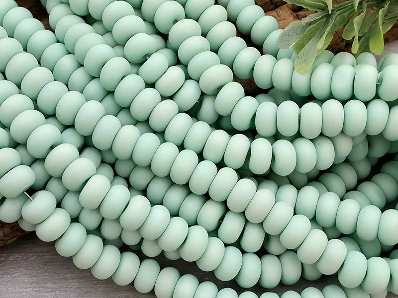 Matte Seafoam - Glass Disc Rondelles - 8x4mm - 15" Str.