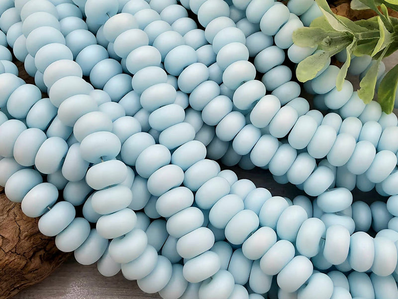 Matte Baby Blue - Glass Disc Rondelles - 8x4mm - 15" Str.