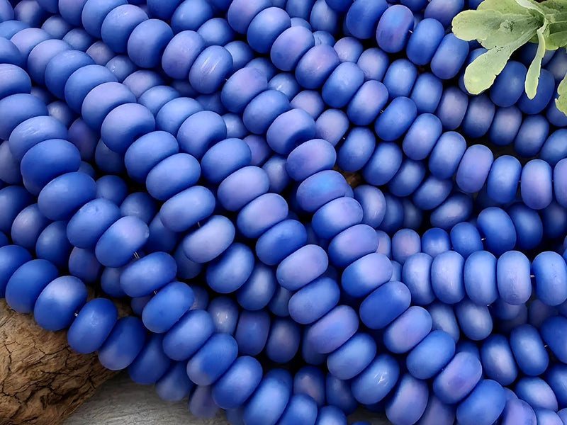 Matte AB Indigo Blue - Glass Disc Rondelles - 8x4mm - 15" Str.