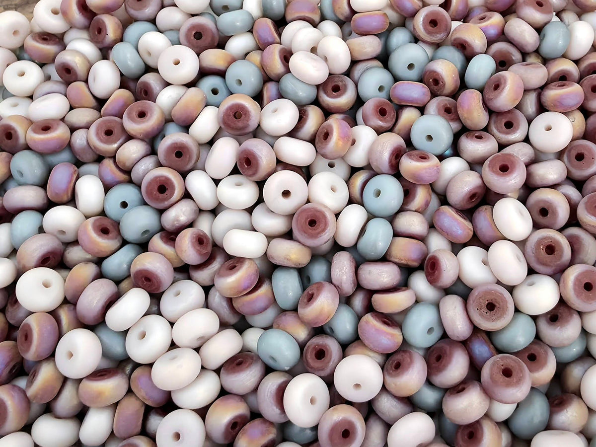 Muted Mauve - Glass Disc Rondelle Mix - 8x4mm - 15" Str.