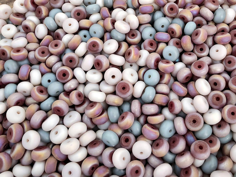 Muted Mauve - Glass Disc Rondelle Mix - 8x4mm - 15" Str.