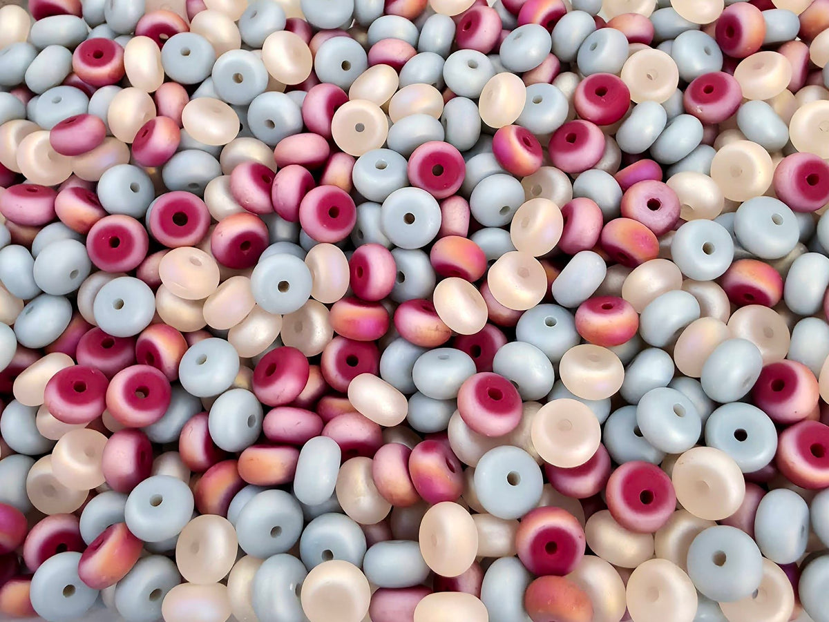 Blushed Horizon - Glass Disc Rondelles Mix - 8x4mm - 15" Str.