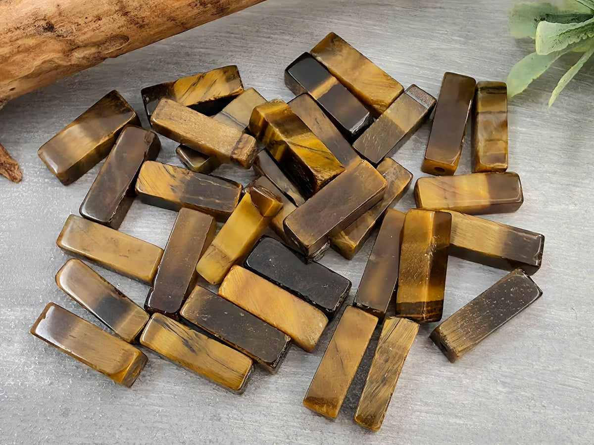 Natural Tiger Eye - Gemstone Tubes -14x5mm - 8" Str. (loose)