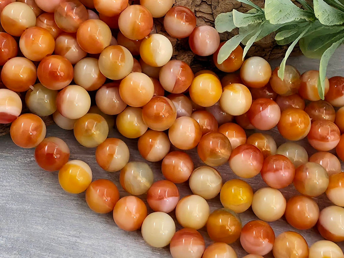 2-Tone Opaline Terra- Orange Agate - 8mm - 8" Str.