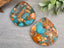 Terracotta & Turquoise - Pear Shape Composite Pendant - 40mm - 1pc