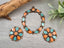 Terra Orange & Turquoise - Copper Plated Pendant & Charm Set - 3pcs