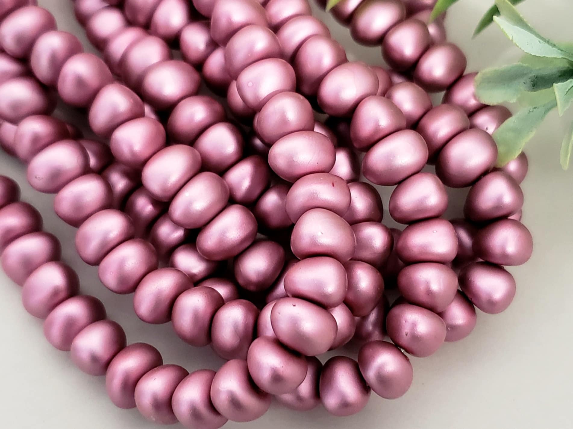 Plum - Czech Potatoe Pearls - 6x8mm - 7" Strand/ Approx 32pcs