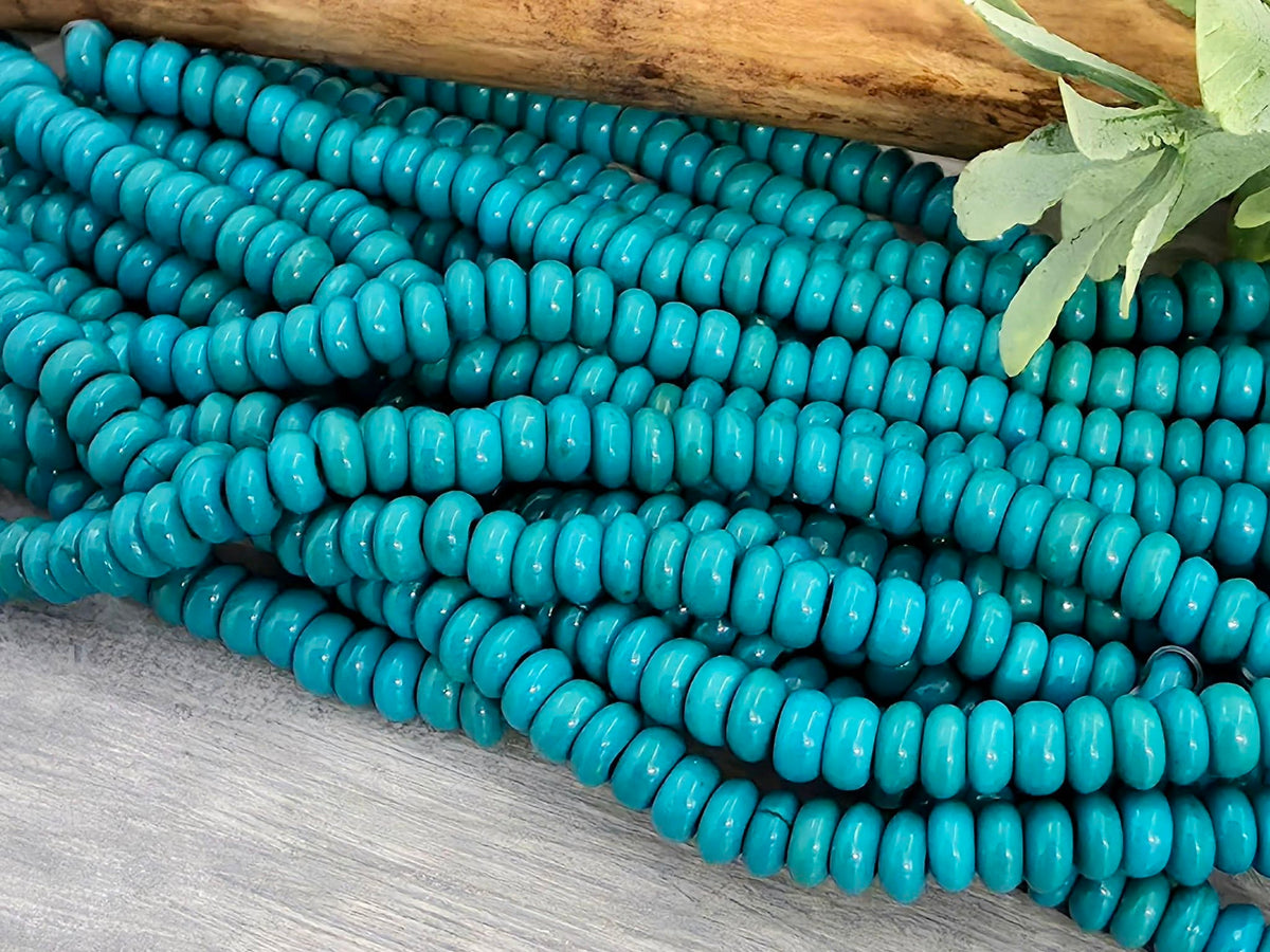 Opaque Turquoise - Glass Rondelle - 4mm - 12" Str.