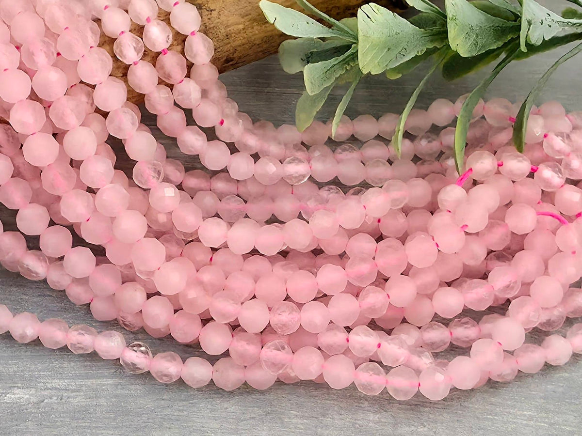 Pink Quartz - Faceted Gemstone Rondelle - 4mm - 15" Str.