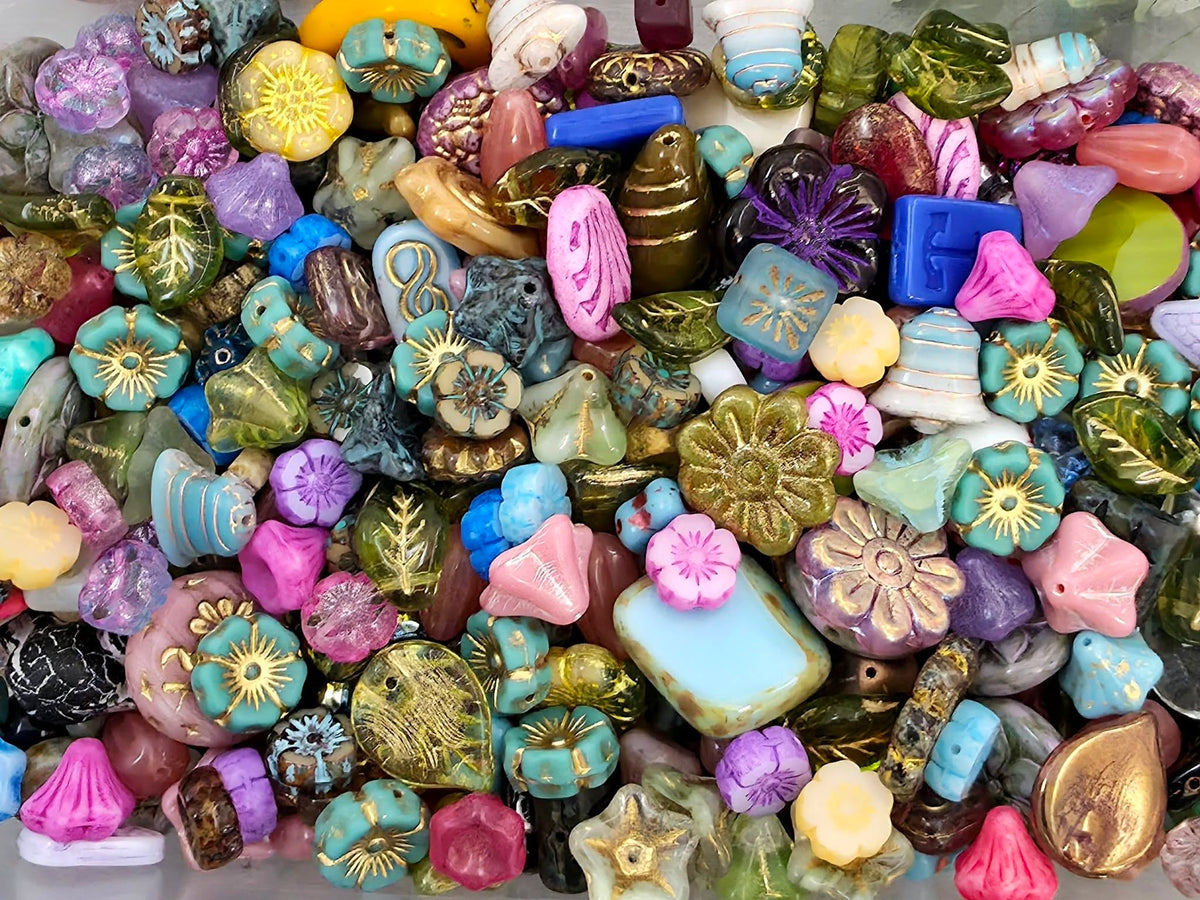Premium Czech Glass Bead Mix - Large Size 10 to 25mm - 40gr