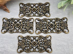 Antique Bronze Art Deco Floral - Rectangle Filigree Brass Connector - 30x15mm - 4pcs