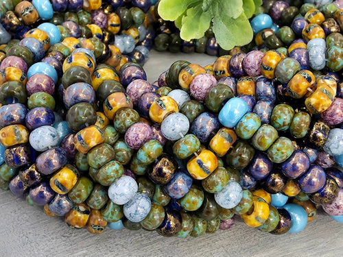 2/0 Aged Mystic Meadow Stripped Picasso - Czech Seed Bead Mix - 5.5/6mm - 10" Strand