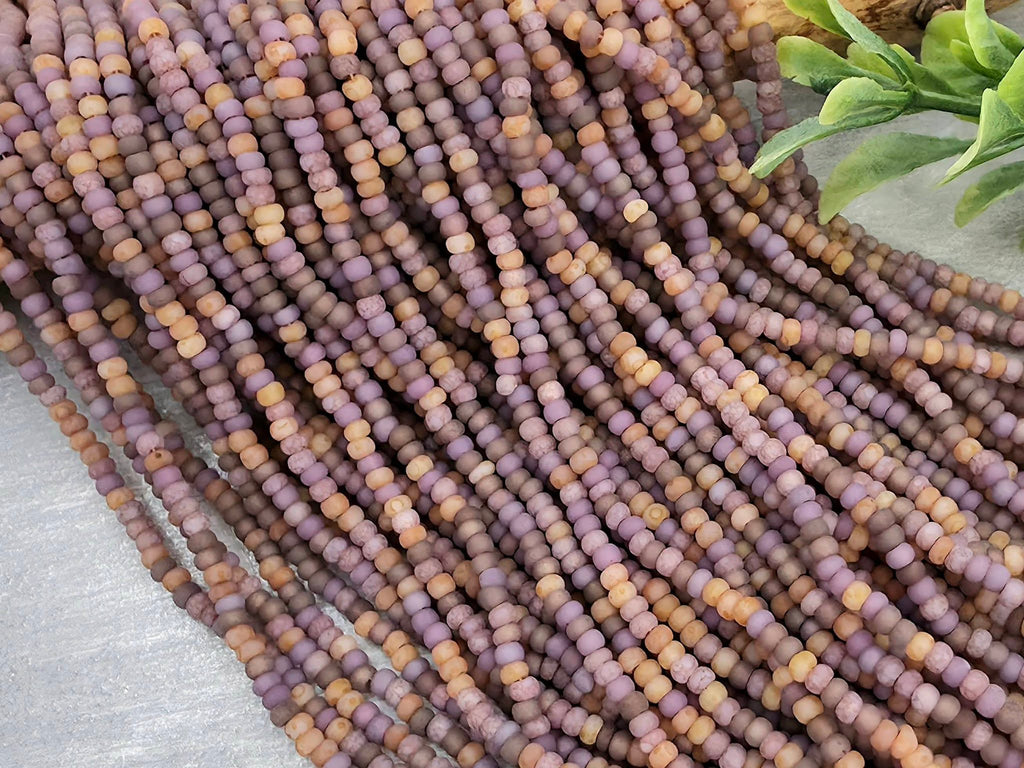 10/0 Aged Matte Lavender Medley Picasso - Czech Seed Bead Mix - 20" Str.