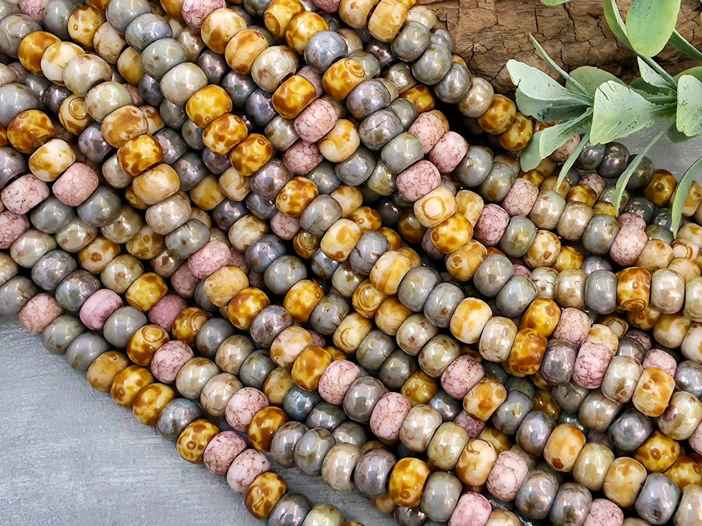 2/0 Aged Pink Medley Picasso - Czech Seed Bead Mix - 6mm - 10" Str.