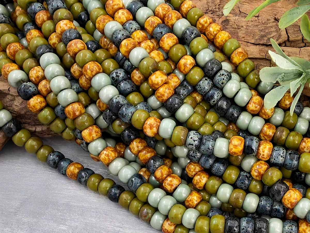 2/0 Aged Bonsai Picasso - Czech Seed Bead Mix - 6mm - 10" Str.