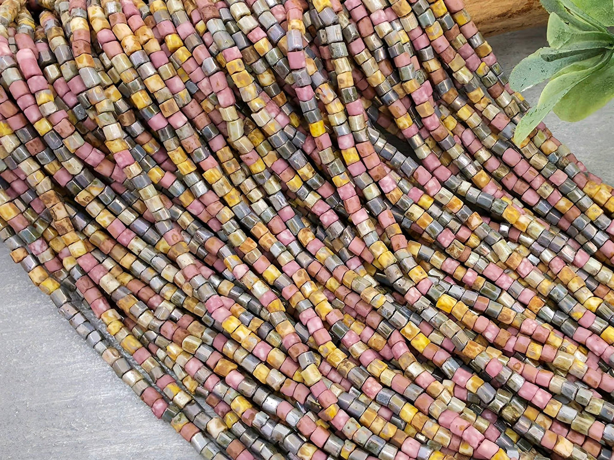 10/0 Aged Pink Medley Picasso - Czech Seed Bead Mini Bugle Mix - 20" Str.