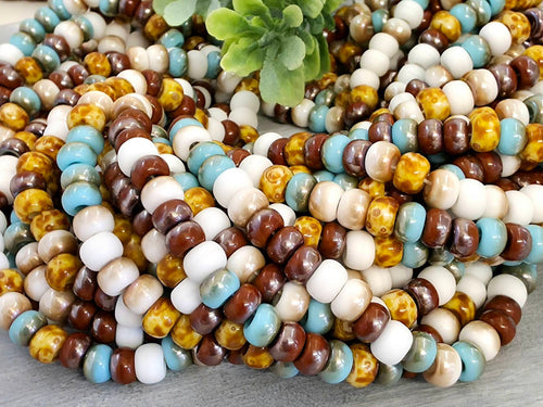 2/0 Aged Coastal Bliss Picasso - Large Czech Seed Bead Mix - 5.5/6mm - 10" Strand