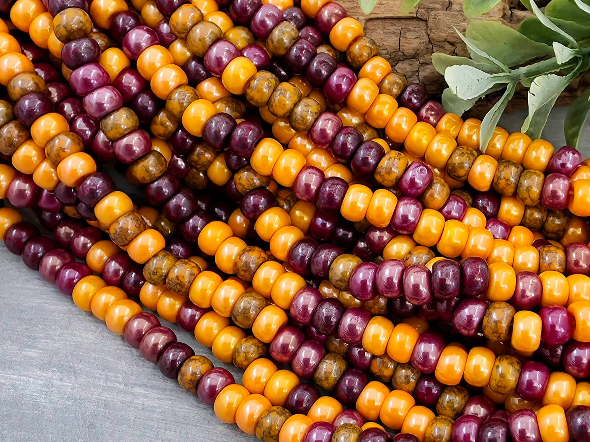 2/0 Aged Orangeade Picasso - Czech Seed Bead Mix - 6mm - 10" Str.