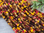 5/0 Aged Matte Apricot & Berry Stripped Picasso - Czech Seed Bead Mix - 4.5mm - 10" Str.