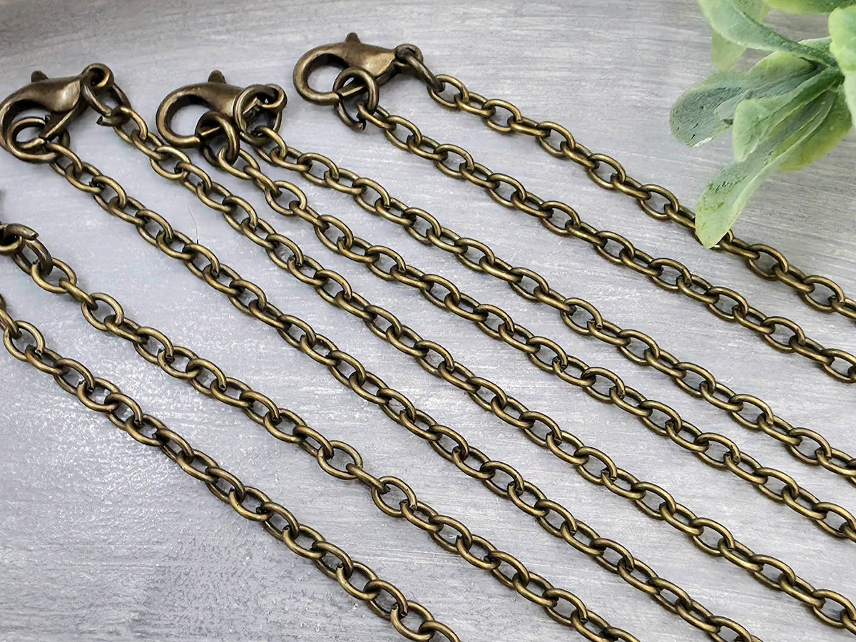 Antique Brass Chain w/ Lobster Claw Clasp - 17" - 1pc