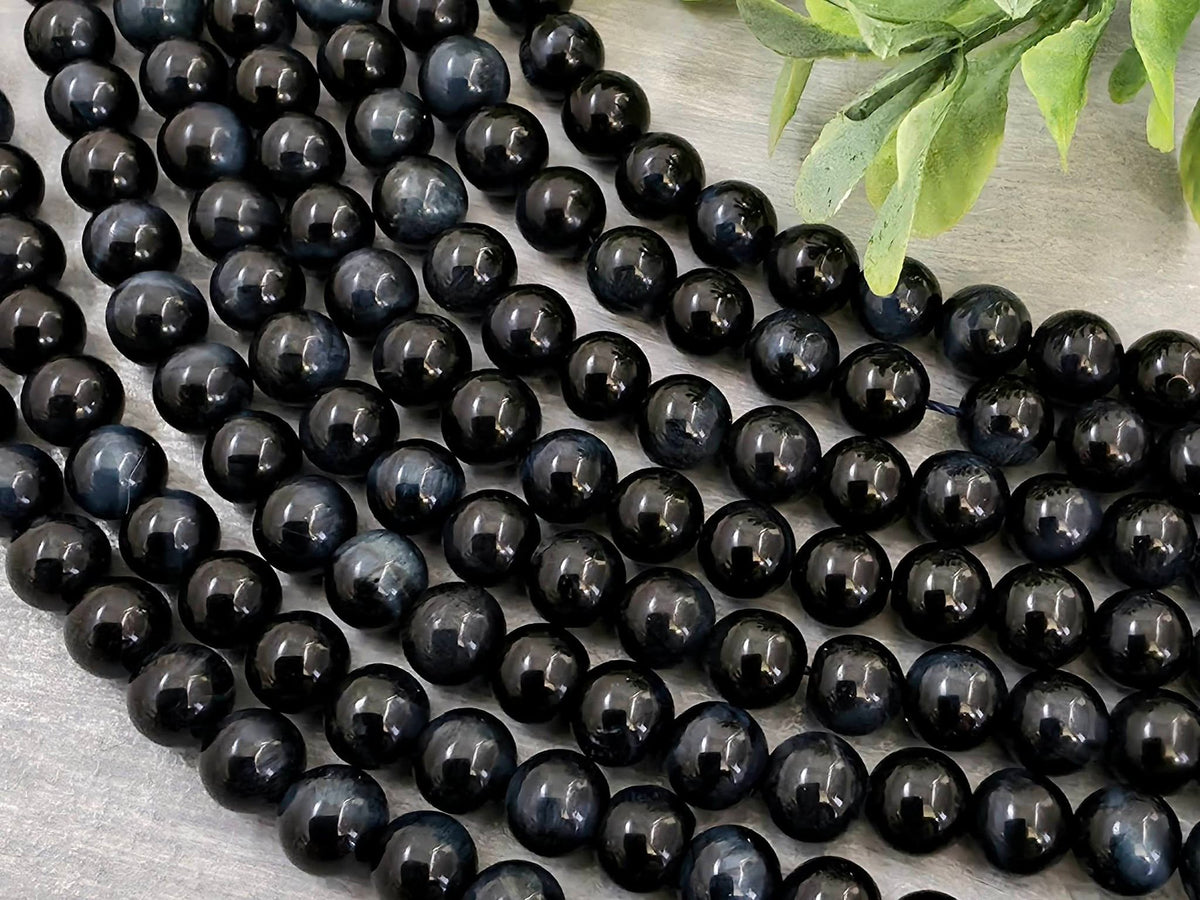 Dark Blue Tiger Eye Gemstone Beads - 6mm 7" Str.
