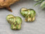 Apple Green Gold Wash - Czech Glass Elephant Beads - 21mm