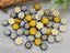 Designer Blue & Ochre Mix - Czech Mallow Flowers - 8mm - 20pcs