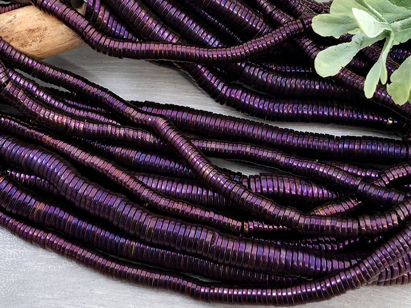 Purple Metallic - Hematite Heishi Disc - 4/6mm - 15.5" Strand