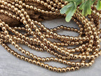 KC Gold Plated - Hematite Smooth Round Beads - 4/6mm - 15.5" Strand
