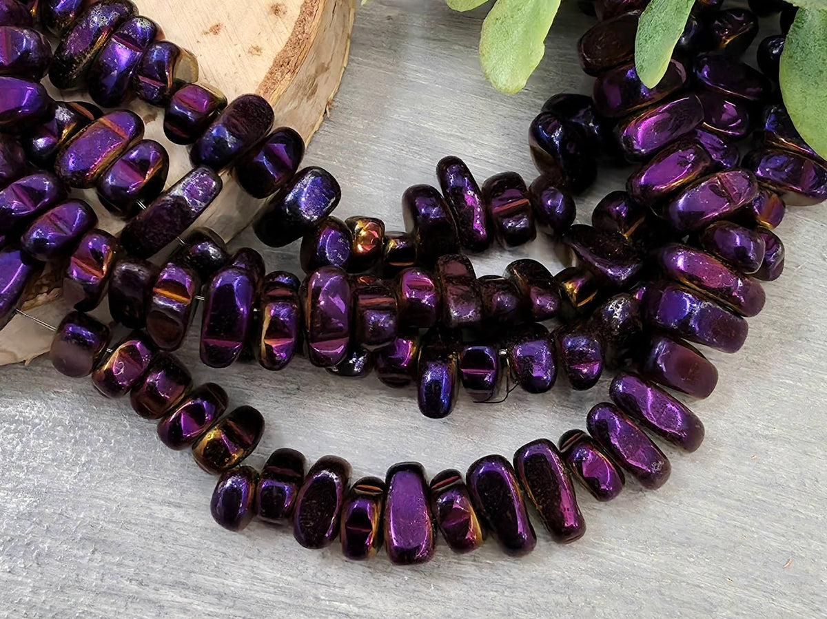 Purple - Metallic Hematite Nuggets - 16" Full Strand