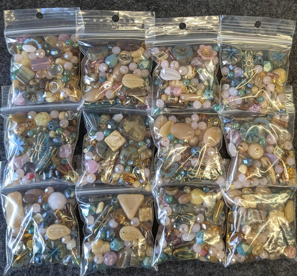 Sahara - Designer Bead Mix - Pink Cream Topaz Teal - 30grms