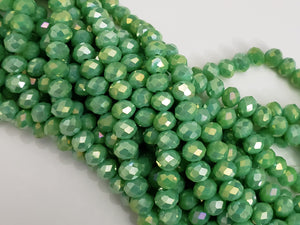 Mystic Apple Green - Super Shine Faceted Crystals  - 8x6mm - 16" Strand