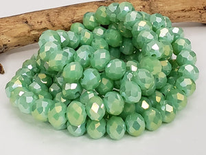 Mystic Apple Green - Super Shine Faceted Crystals  - 8x6mm - 16" Strand