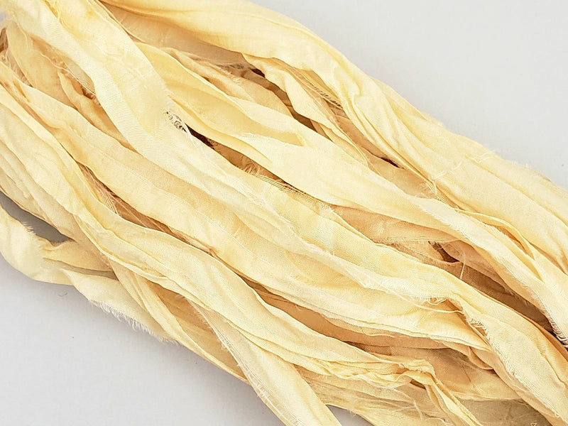 Butter Cream - Sari Silk Ribbon - Fair Trade - 5yds
