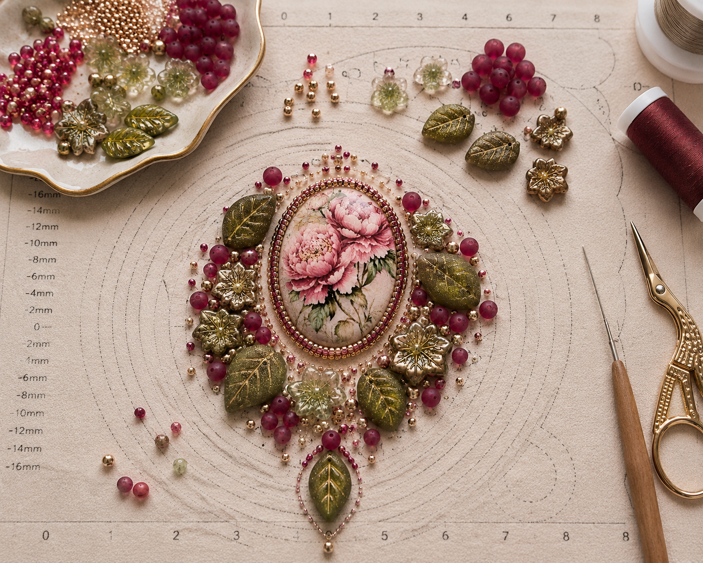 Wild Peony Bloom - Designer Cabochon DIY Kit Secondary image