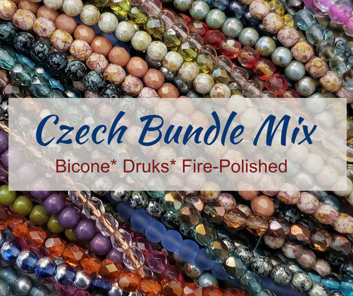Czech Glass Fire-Polished Druks Bicone Bundle Mix - 5 Strands/Loose