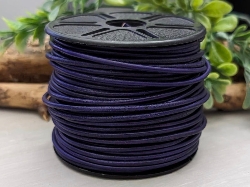 Purple Violet - Distressed Leather Cord - 1yd #411
