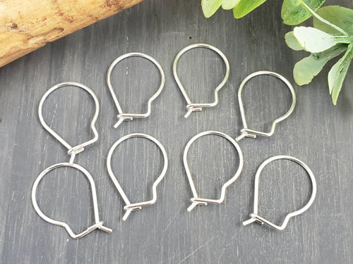 Kidney Earring Hooks - Earwire Findings - Stainless Steel - 20pcs