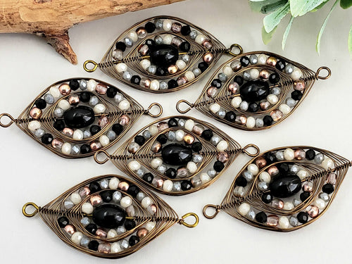 Midnight Stars - Handwired Herringbone Links - 45mm - 2pcs