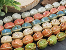 Load image into Gallery viewer, Ochre Yellow - Oval Melon Glazed Porcelain Beads - 12x10mm
