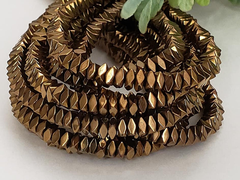 Re-STOCKED!! Metallic Copper - Diamond Cut Hematite Rondelle - 4mm