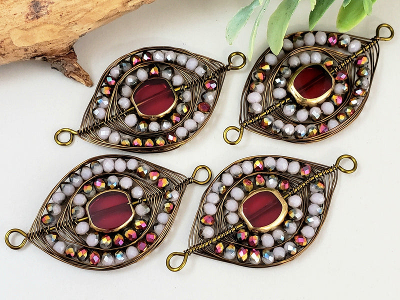 Ruby - Cleopatra Collection - Handwired Herringbone Links - 40x25mm