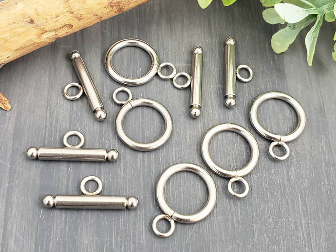 Stainless Steel Toggle Clasps - 14mm -19mm - 5 sets