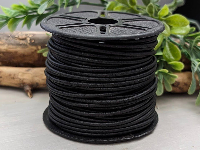 Black - Distressed Leather Cord - 1yd #402