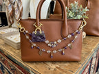 Chevron Amethyst - Genuine Gemstone Handbag - 25x27x10mm - 1pc
