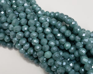2-Tone Lt. Teal - Super Shine Faceted Crystals  - 8x6mm - 16" Strand