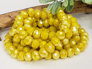 Mystic Canary Yellow - Super Shine Faceted Crystals  - 8x6mm - 16" Strand