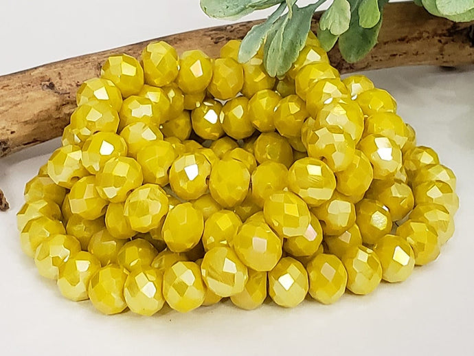 Mystic Canary Yellow - Super Shine Faceted Crystals  - 8x6mm - 16